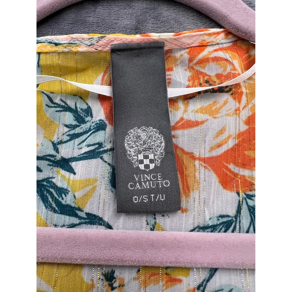 Vince Camuto Floral Kimono Wrap Womens OS‎ Yellow Orange Ruffle Metallic Boho - Picture 2 of 6